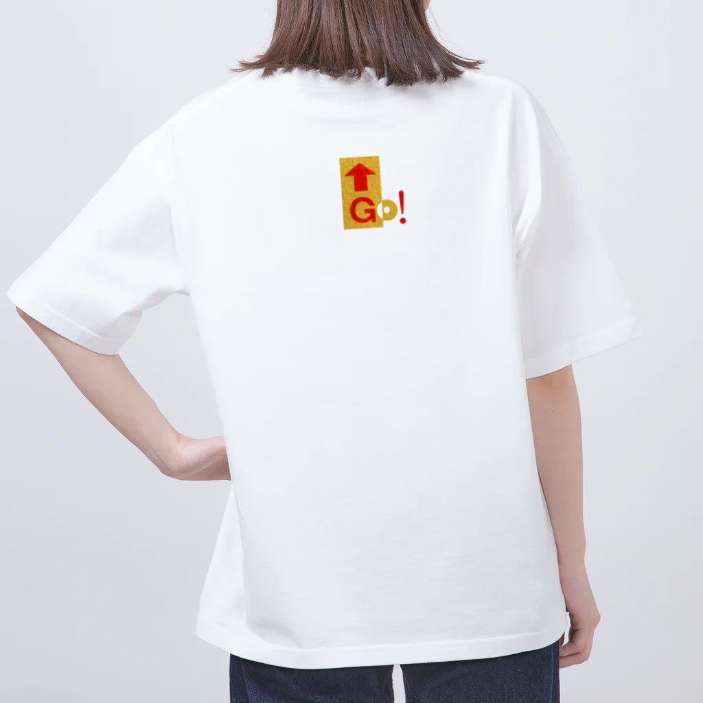 オカダちゃんの【背面】GO!GO! ガス管用スコッチレーン E Oversized T-Shirt