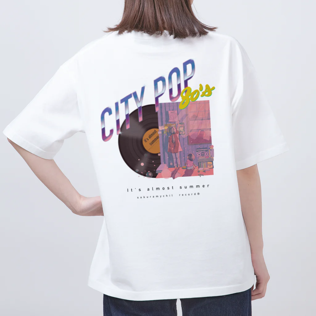 ダメうさリーモの桜舞い散るレコード Oversized T-Shirt