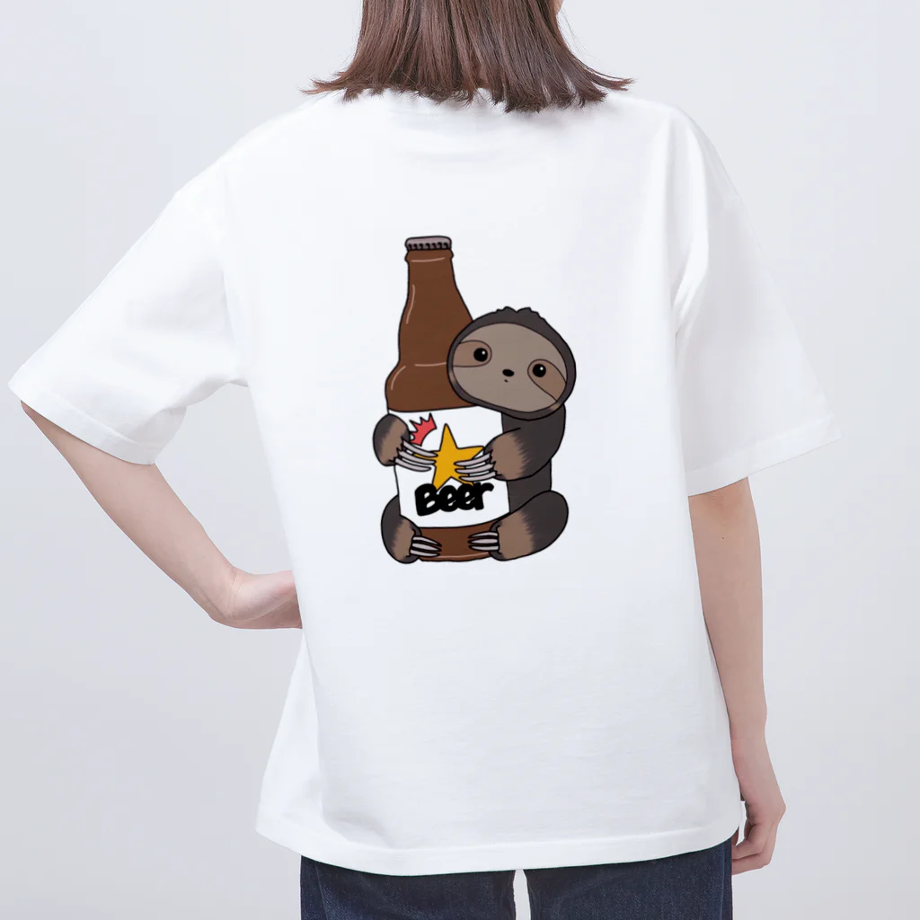 ビール大好きナマケモノのお店のビール大好きナマケモノ大きめTシャツ Oversized T-Shirt