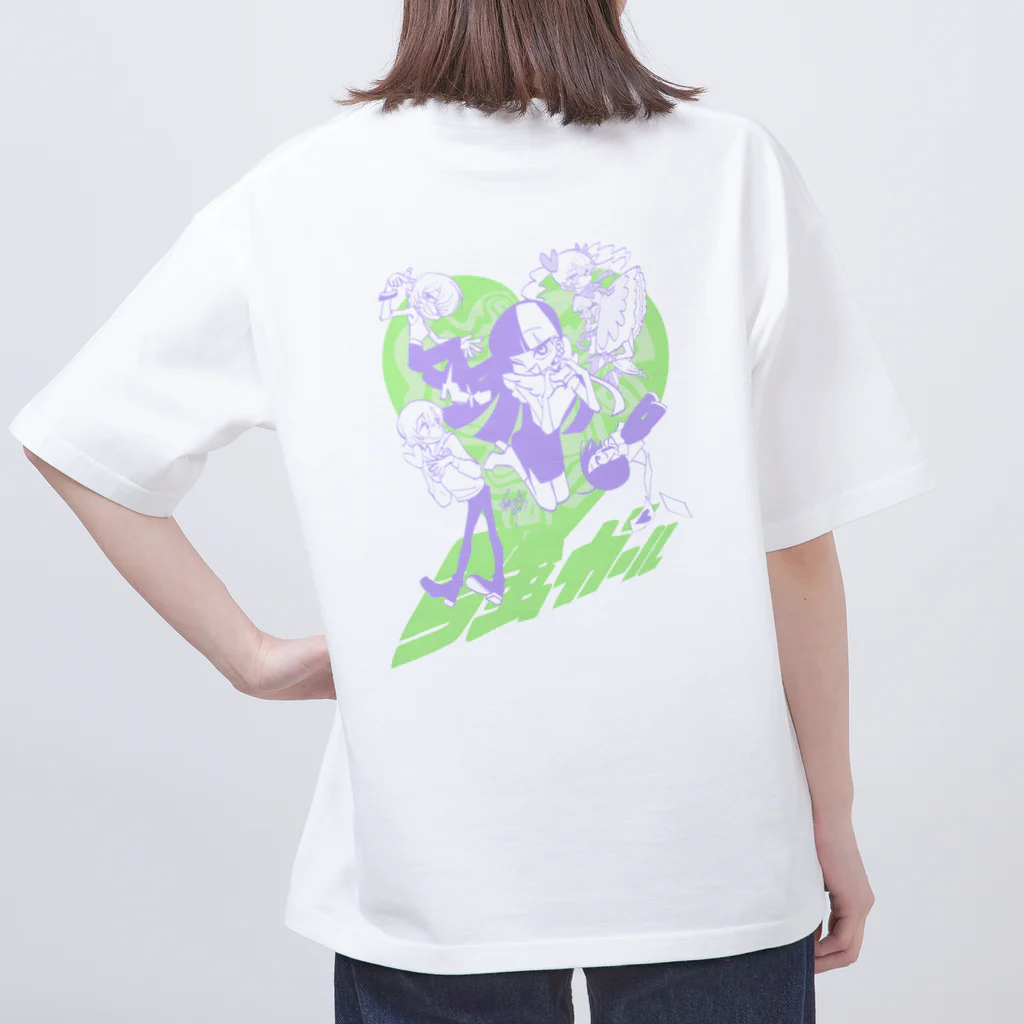 強ガールSHOPのI♡強ガール green&purple ver. オーバーサイズTシャツ