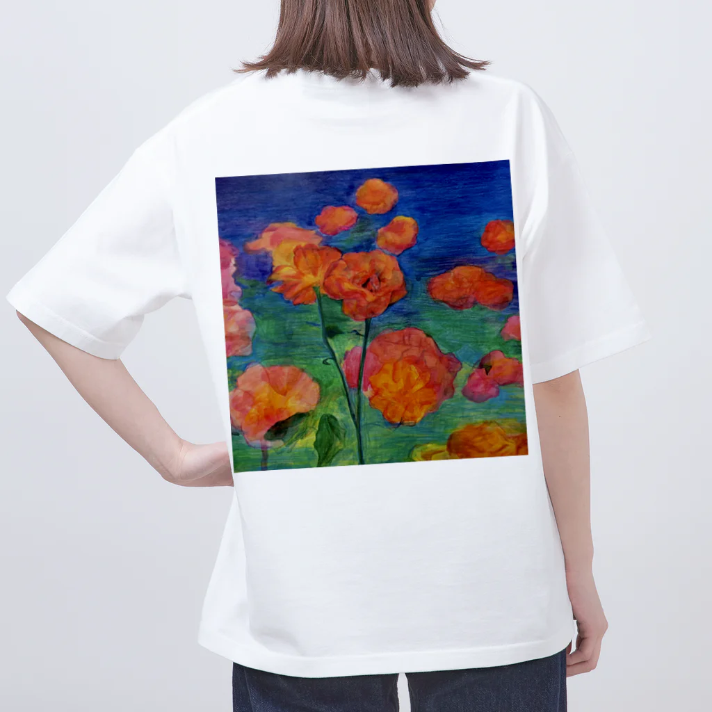 アトリエ　気ままにめろんぱんの着る絵画　薔薇　と　薔薇の微笑みグッズ オーバーサイズTシャツ