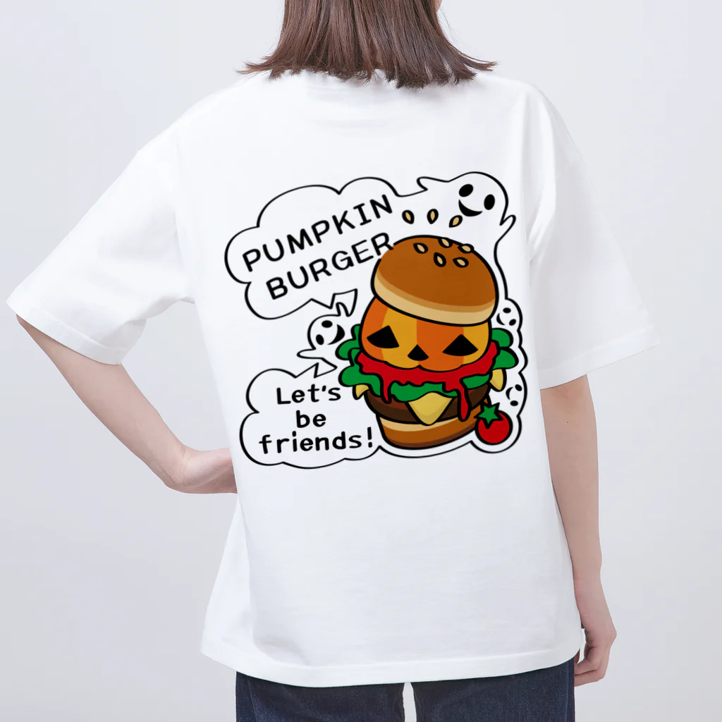 イラスト MONYAAT のバックプリント Gz かぼちゃバーガーA オーバーサイズTシャツ