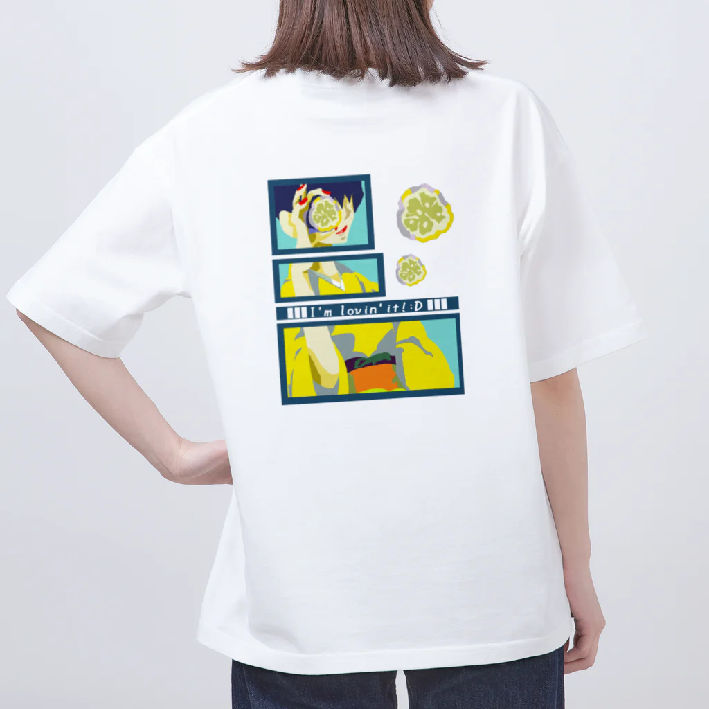 GOODS SHOP【そぞろな小窓】 SUZURI店の[バックプリント]【I'm lovin' it! :D -yuzu-】 Oversized T-Shirt