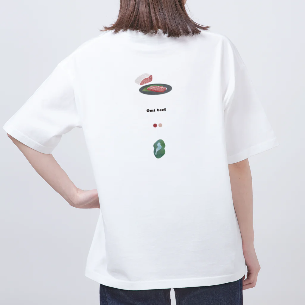 shiga-illust-sozai-goodsの近江牛 背面 〈滋賀イラスト素材〉 オーバーサイズTシャツ