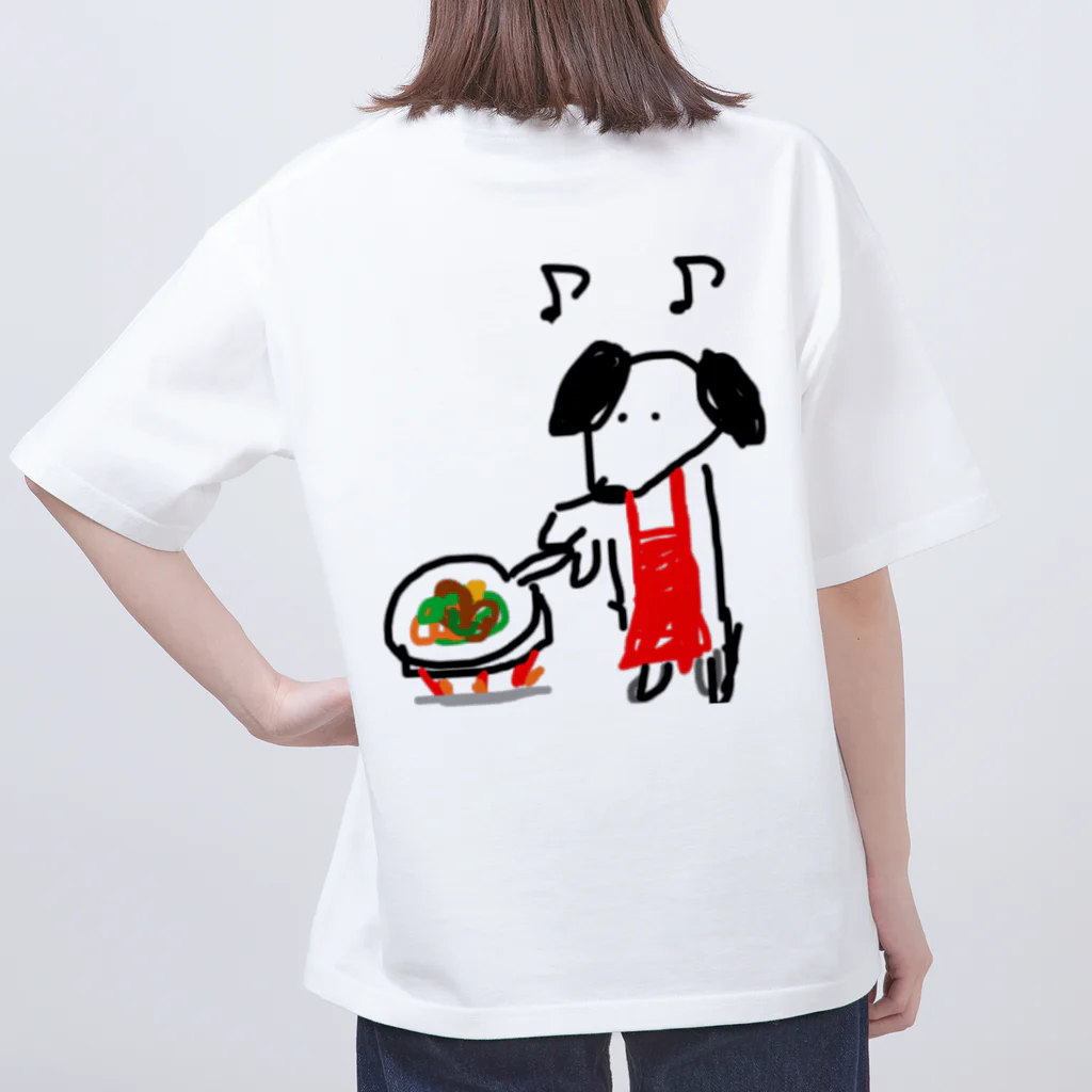 べるのへやのサムギョプサル焼いている犬 オーバーサイズTシャツ