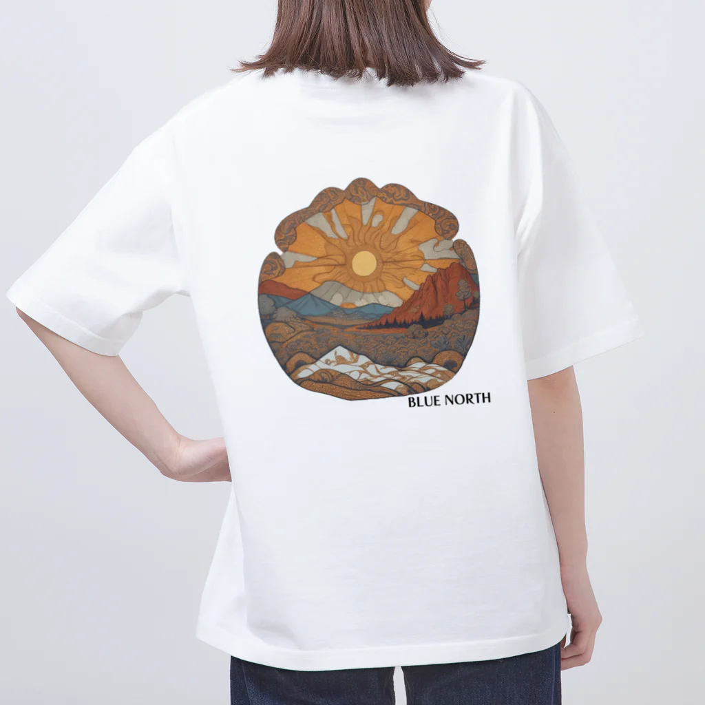 aokitaの【BLUE NORTH】山と太陽2 オーバーサイズTシャツ