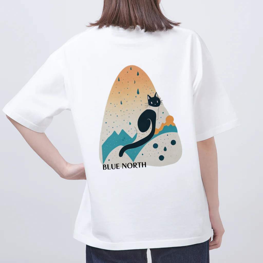 aokitaの【BLUE NORTH】キャットシルエットデザイン Oversized T-Shirt