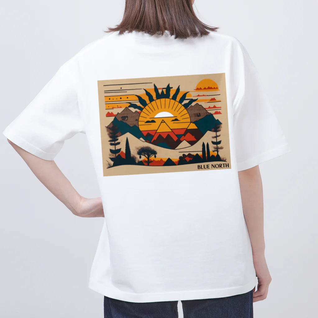 aokitaの【BLUE NORTH】ネイティブアメリカン風デザイン Oversized T-Shirt