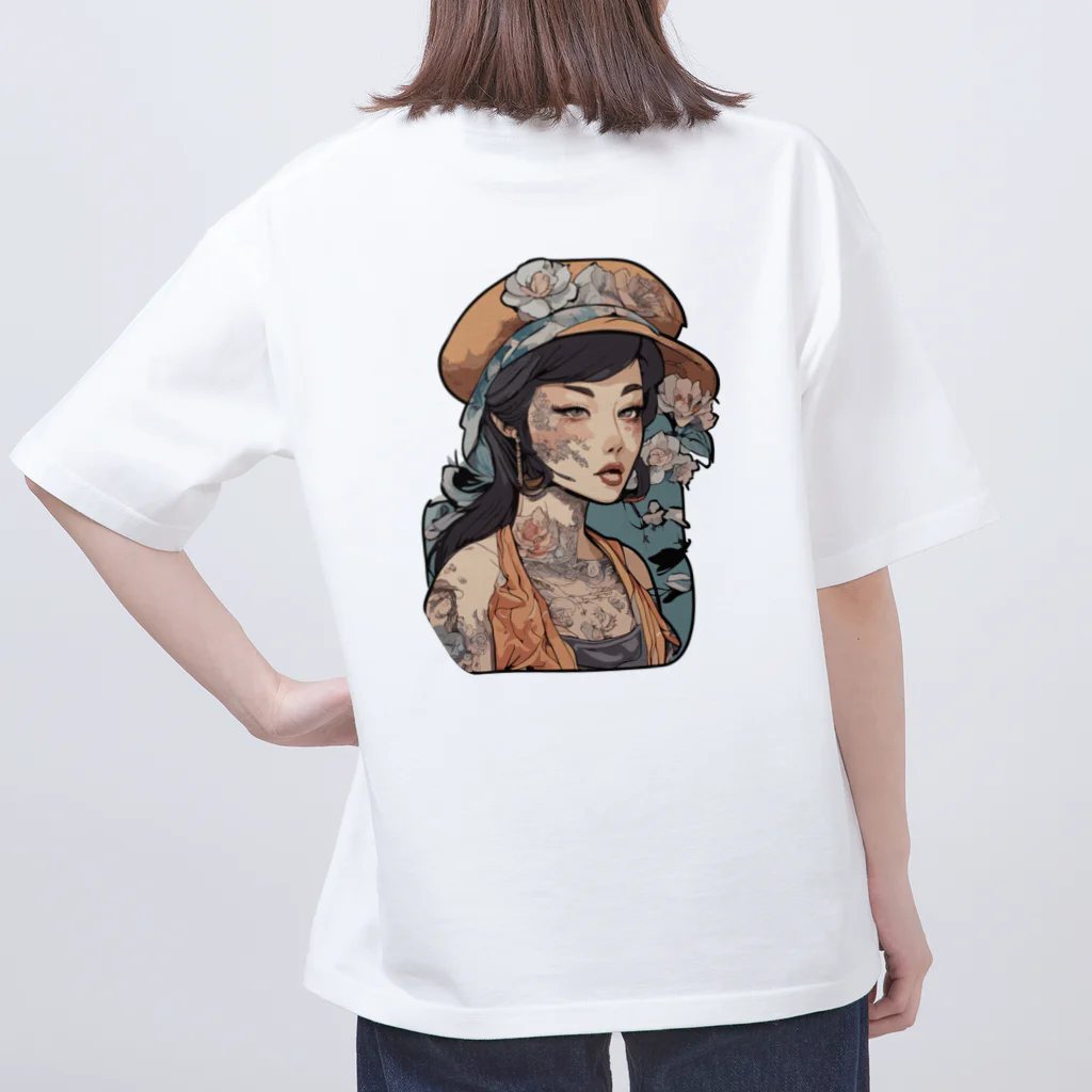 streetsnapの可愛いタトゥーだらけの女性、両面プリントTシャツ、期間限定 Oversized T-Shirt