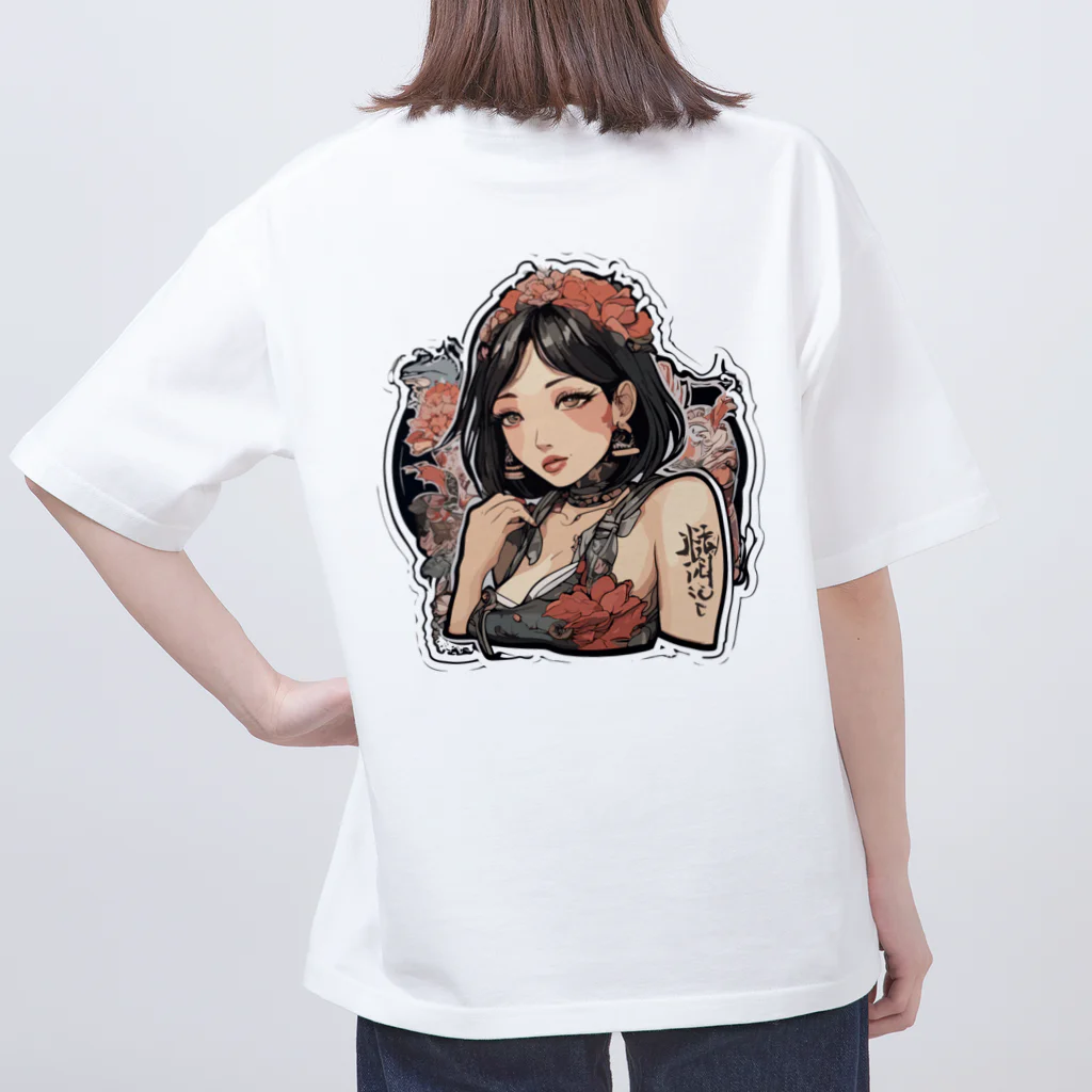 streetsnapの可愛いタトゥーだらけの女性、両面プリントTシャツ、期間限定 オーバーサイズTシャツ