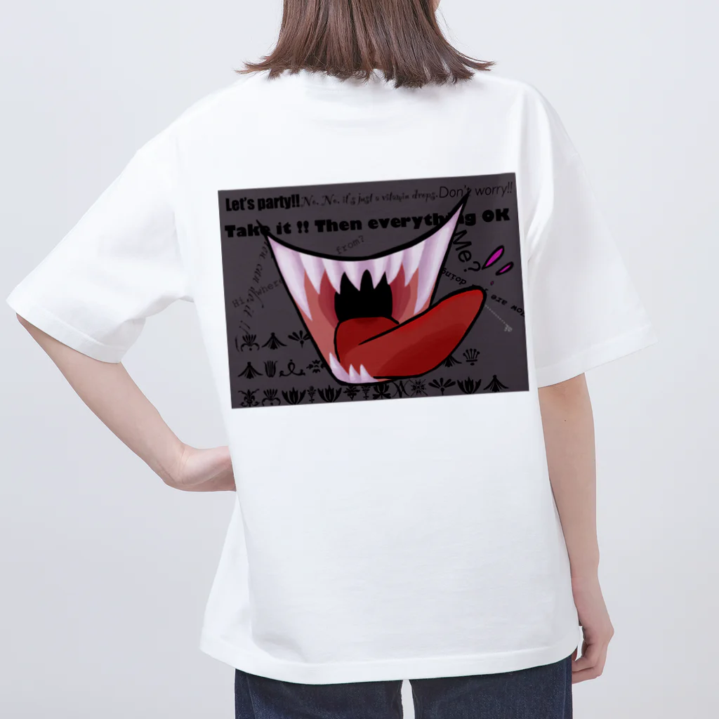 -kawazu-の【背面】demon mouth オーバーサイズTシャツ