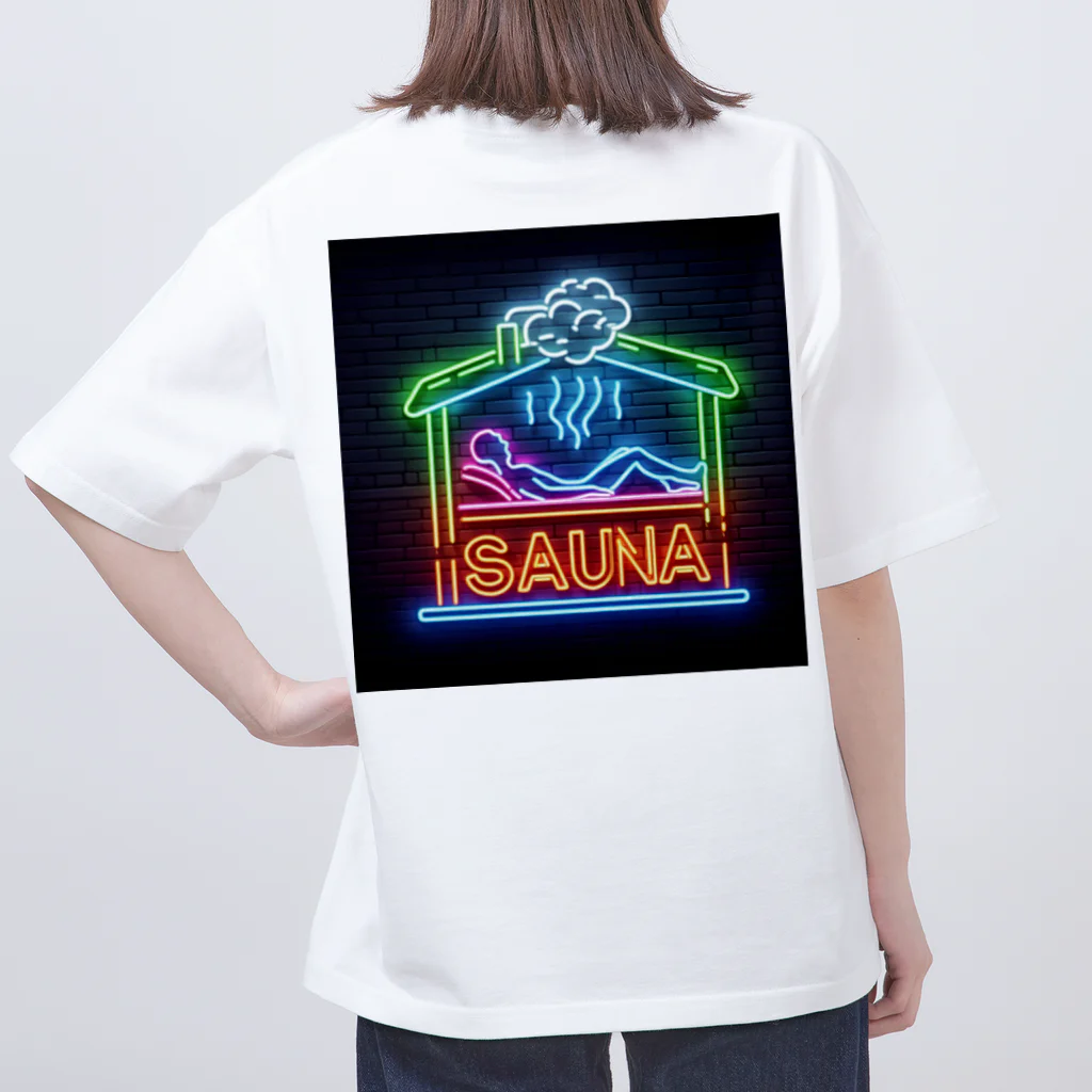 N SAUNA LOGOのネオン風サウナロゴ2 オーバーサイズTシャツ