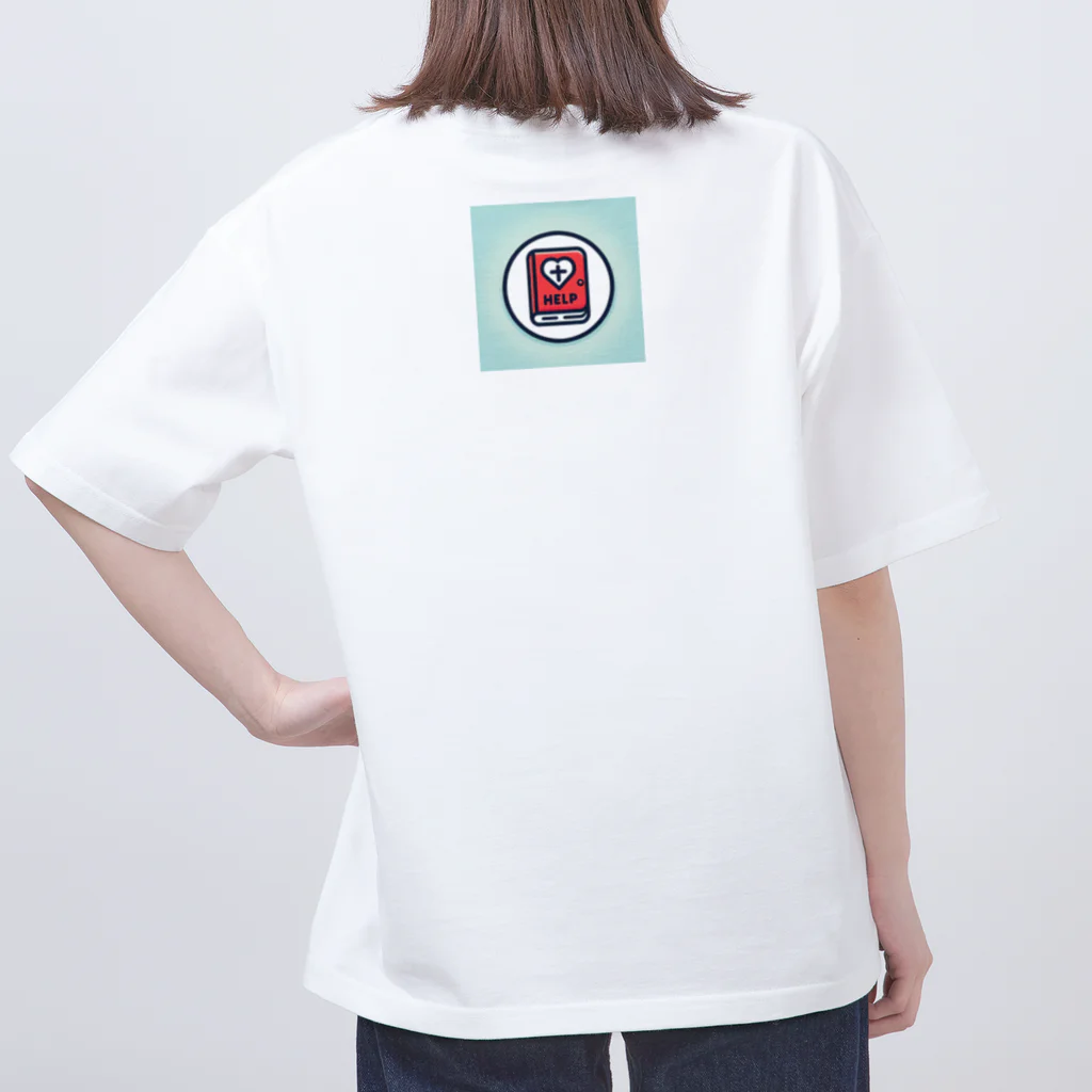 豊風本舗の手帳とヘルプマークのピクトグラム Oversized T-Shirt