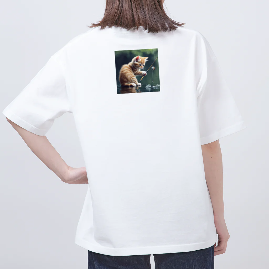 No Fishing No Life の釣れたにゃ Oversized T-Shirt