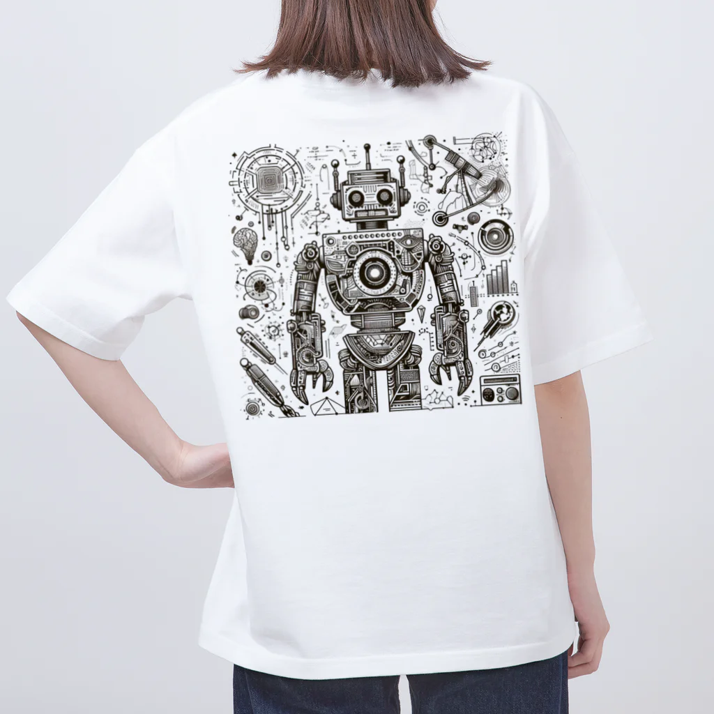 8ball.AI.artのロボット　基盤図 オーバーサイズTシャツ