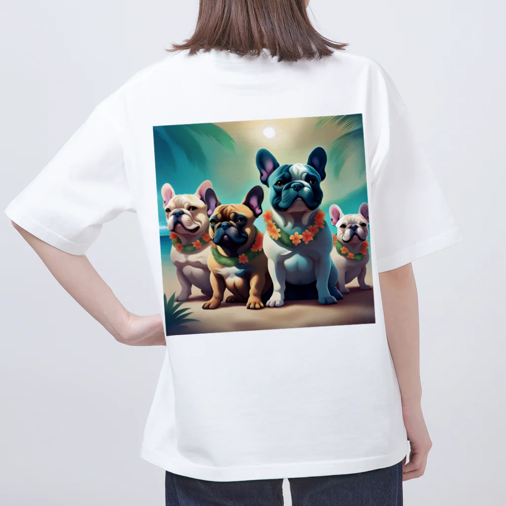 ChicCanvas Boutiqueの波乗り大好きフレンチブルドッグ オーバーサイズTシャツ