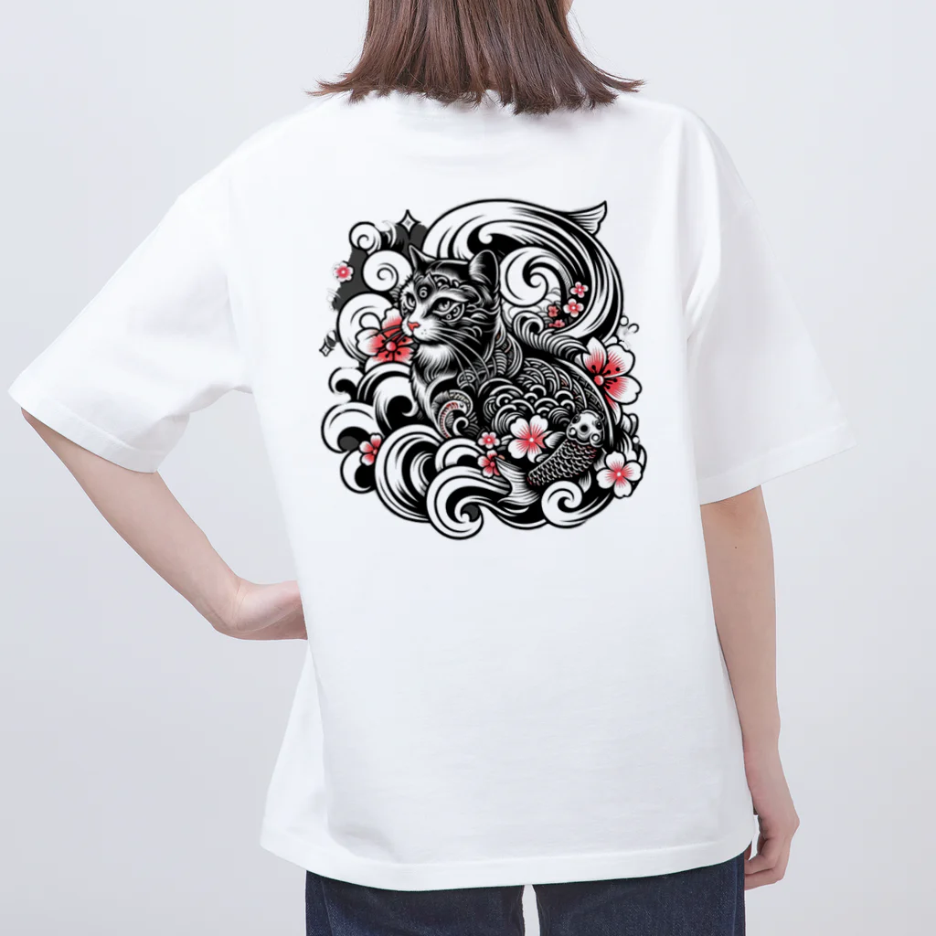 ねこの店のtatoo cat Oversized T-Shirt