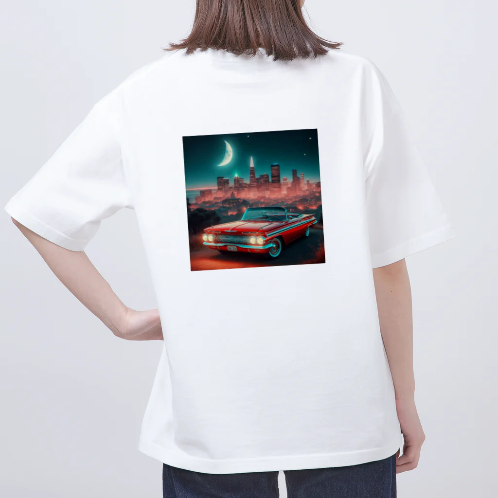 レモングラスの赤色のアメリカ車　ノスタルジック Oversized T-Shirt