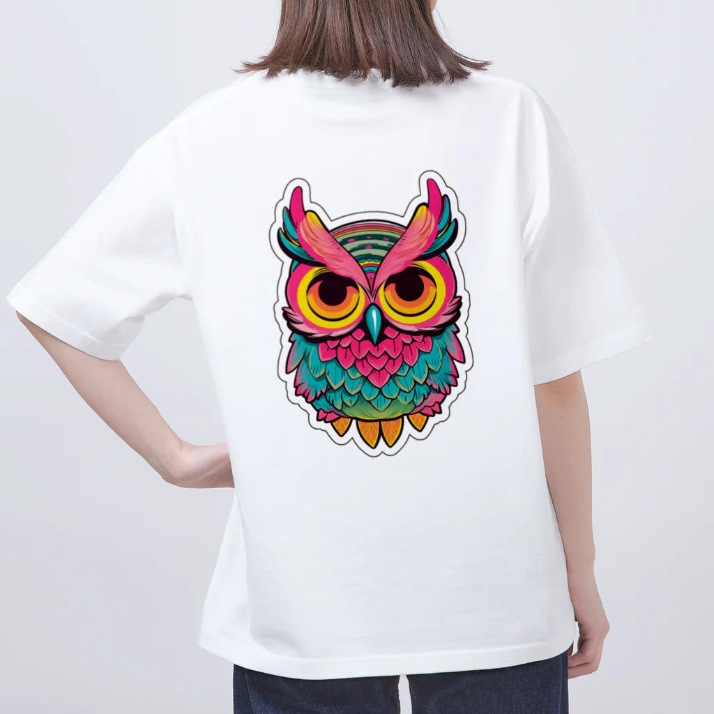 tukituki0630のターコイズカラーのミミズク オーバーサイズTシャツ