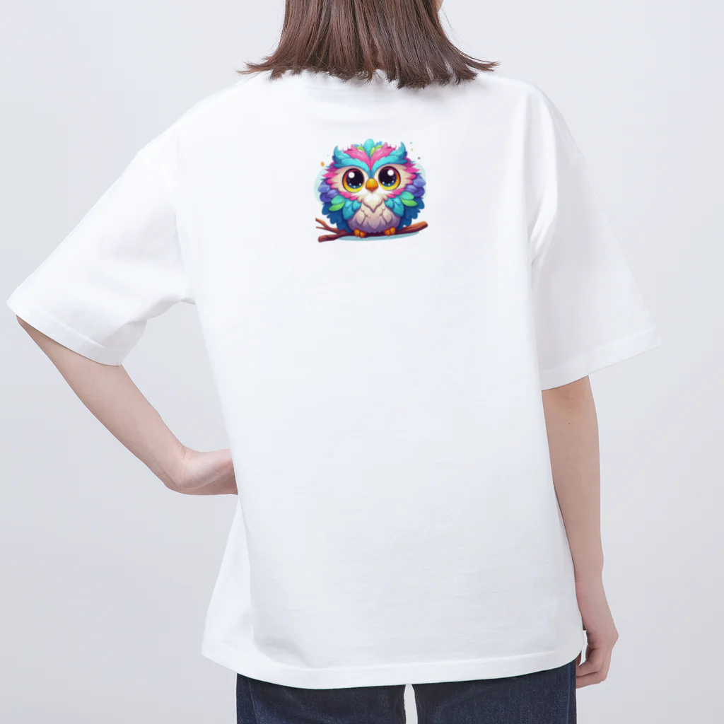 mame1103の虹色幸ふくろう オーバーサイズTシャツ