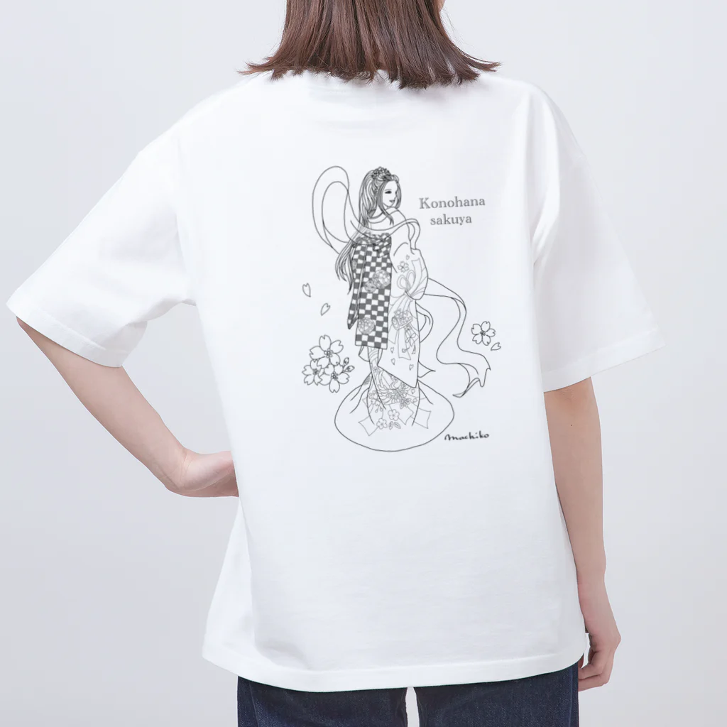 Usagi-aiの日本の女神様　木花咲耶姫命 オーバーサイズTシャツ