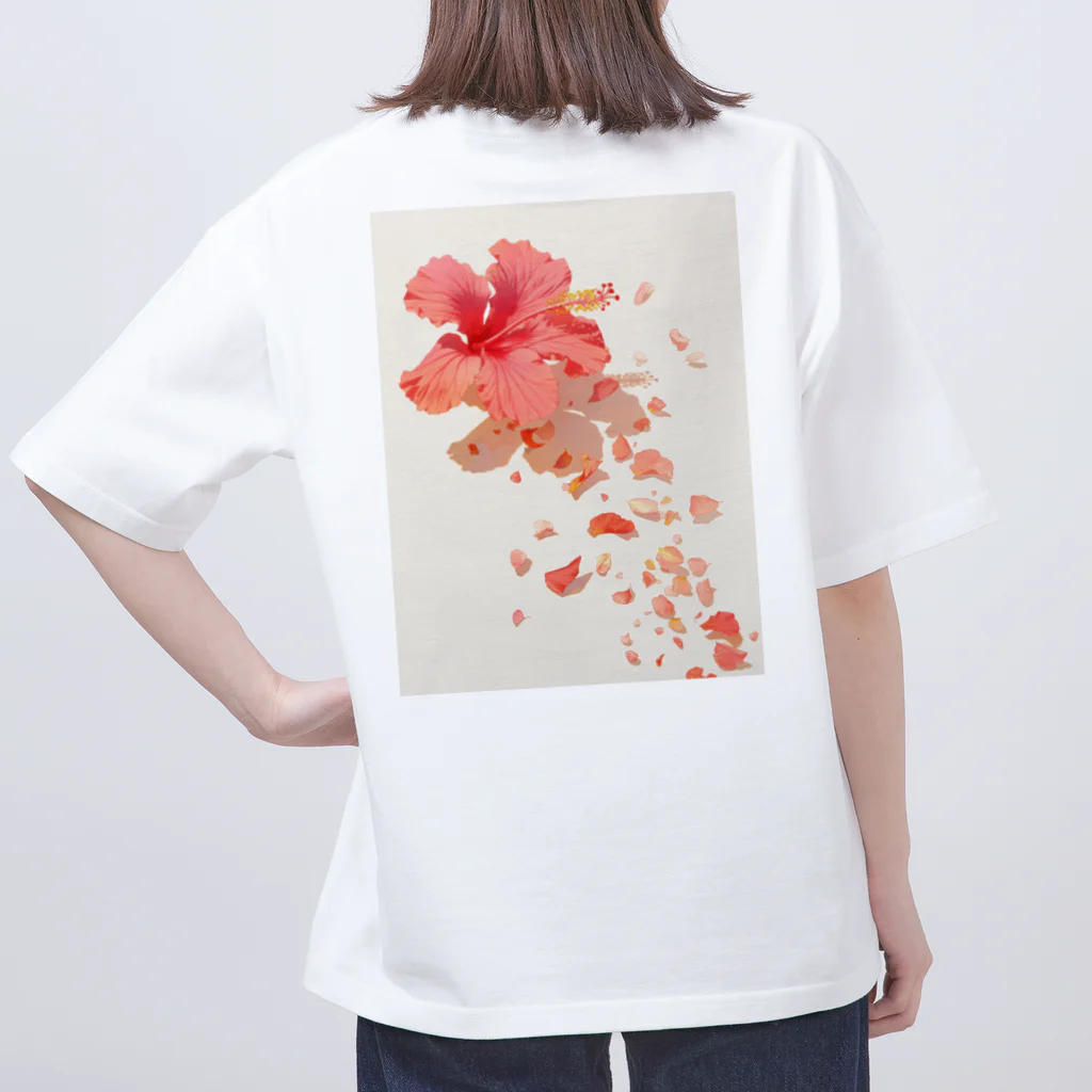 AQUAMETAVERSEのハイビスカスと花びらラフルール1859 Oversized T-Shirt