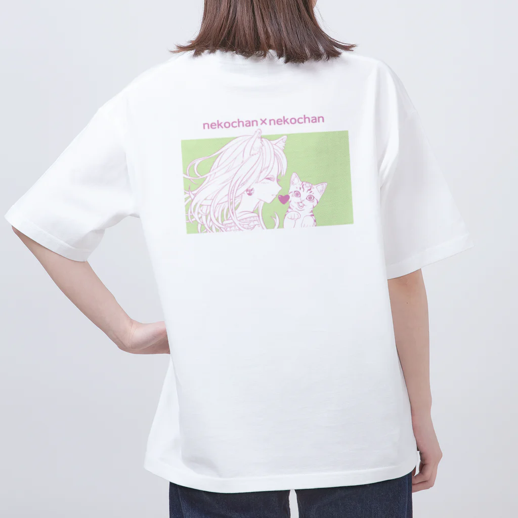 nya-mew（ニャーミュー）のネコチャン×ネコチャン(バックプリント) オーバーサイズTシャツ