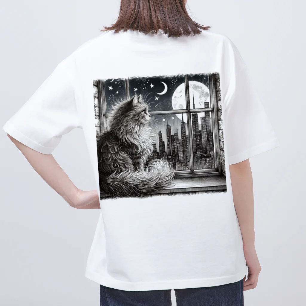 ネコネコの窓際の猫 オーバーサイズTシャツ