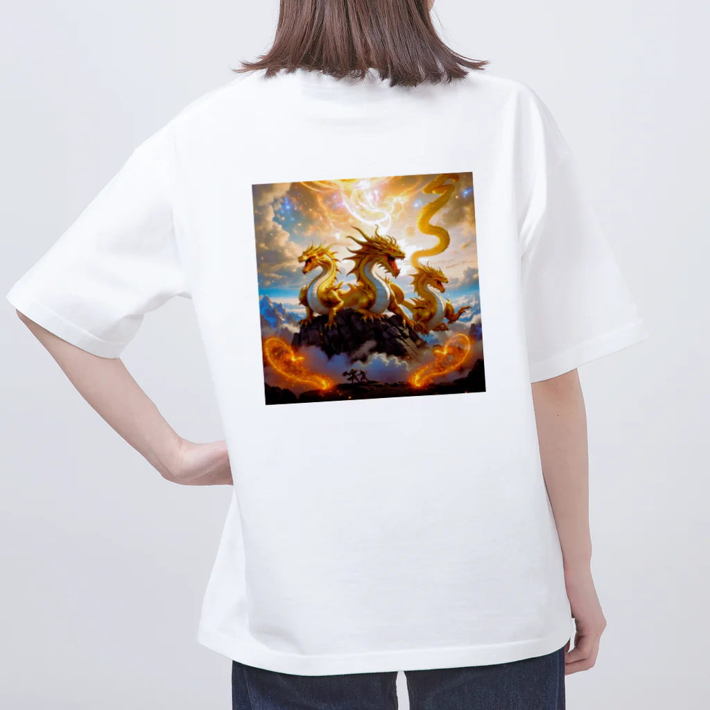 AsukaKotohaの快晴の富士山を喜ぶ龍 オーバーサイズTシャツ