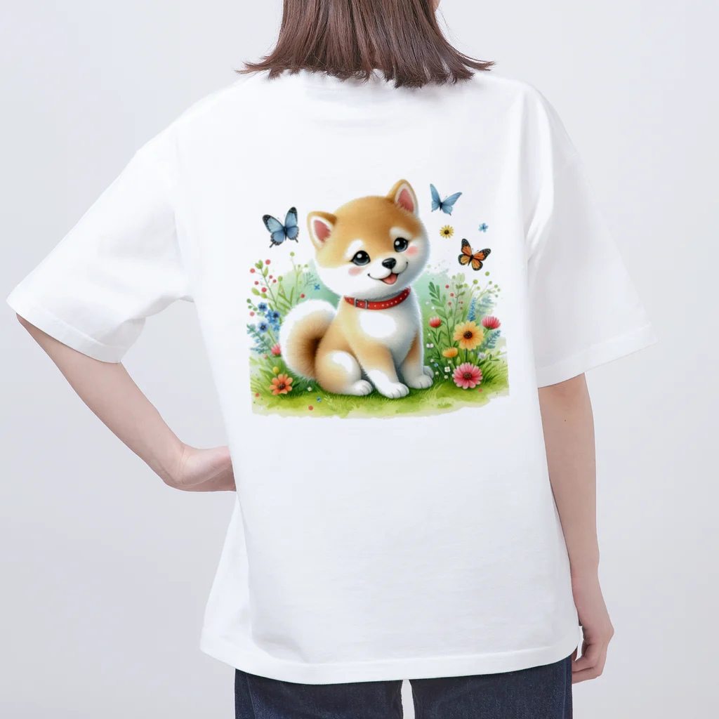 ふわふわショップの柴犬「まめ太」のキャラクターグッズです！ オーバーサイズTシャツ