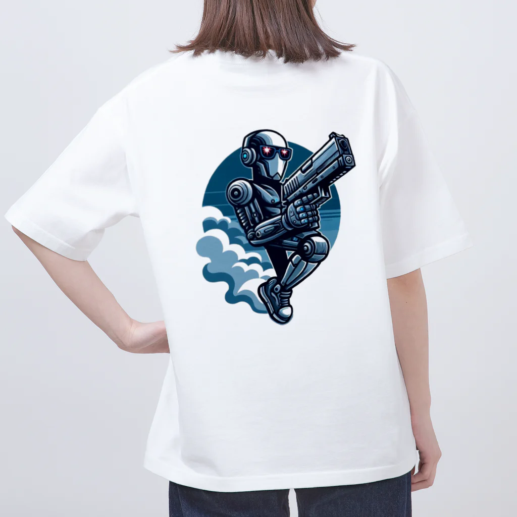 Yutaka_Hの銃を保持するロボTシャツ オーバーサイズTシャツ