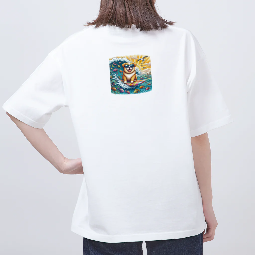 Mizのゆるハウスのサーフィンワンコ オーバーサイズTシャツ