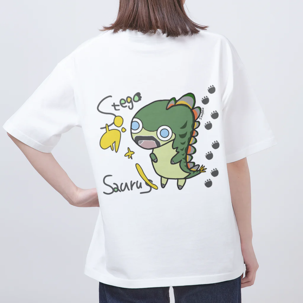 ＼(ナギノ)／動物図鑑イラストシリーズ増やしたい民のちびっこゆる恐竜ステゴザウルス Oversized T-Shirt