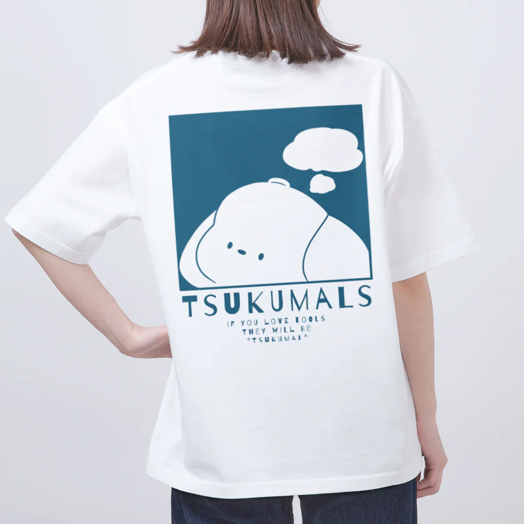 つくも町のお土産屋さんのPOPななべいぬT（青） Oversized T-Shirt