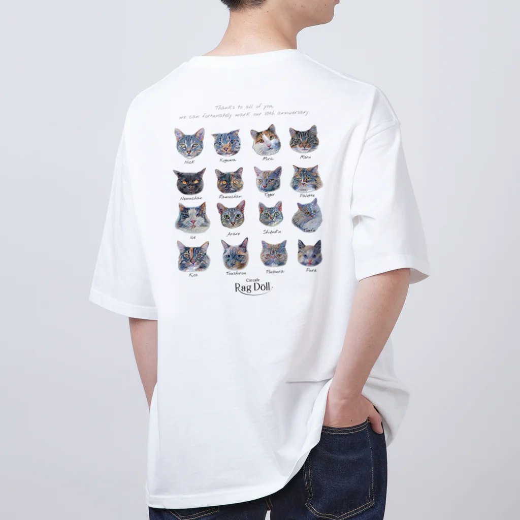 猫カフェラグドール（大阪難波）の10周年記念🎉猫スタッフイラスト風 オーバーサイズTシャツ