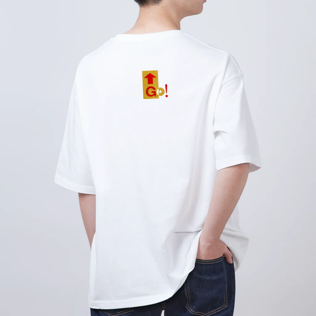 オカダちゃんの【背面】GO!GO! ガス管用スコッチレーン E Oversized T-Shirt