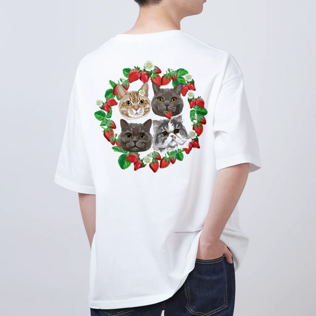 みきぞーん｜保護猫 ミッキー画伯と肉球とおともだちのchacha & hideyoshi & ieyasu & siebold ichigo オーバーサイズTシャツ