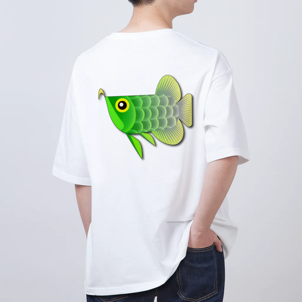 お魚大好きジャパン!!のグリーンアロワナちゃん オーバーサイズTシャツ