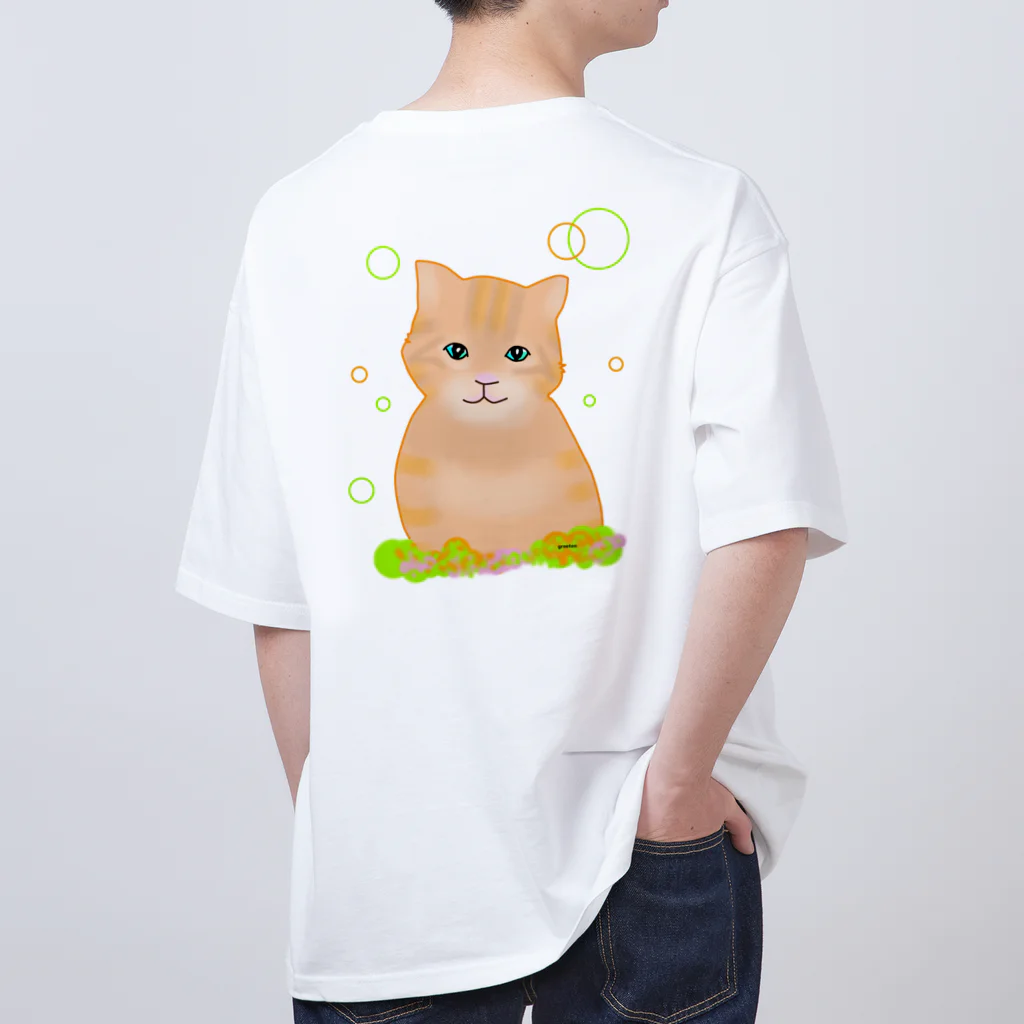 greetenの癒し猫　茶トラ オーバーサイズTシャツ