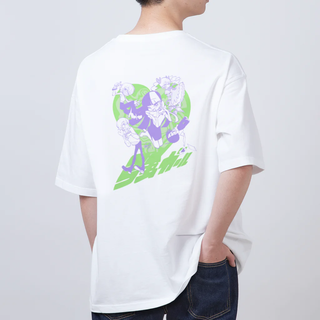 強ガールSHOPのI♡強ガール green&purple ver. オーバーサイズTシャツ