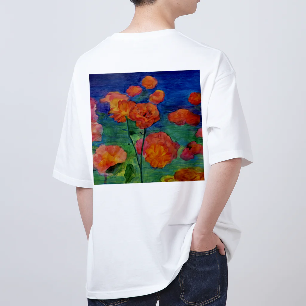 アトリエ　気ままにめろんぱんの着る絵画　薔薇　と　薔薇の微笑みグッズ オーバーサイズTシャツ