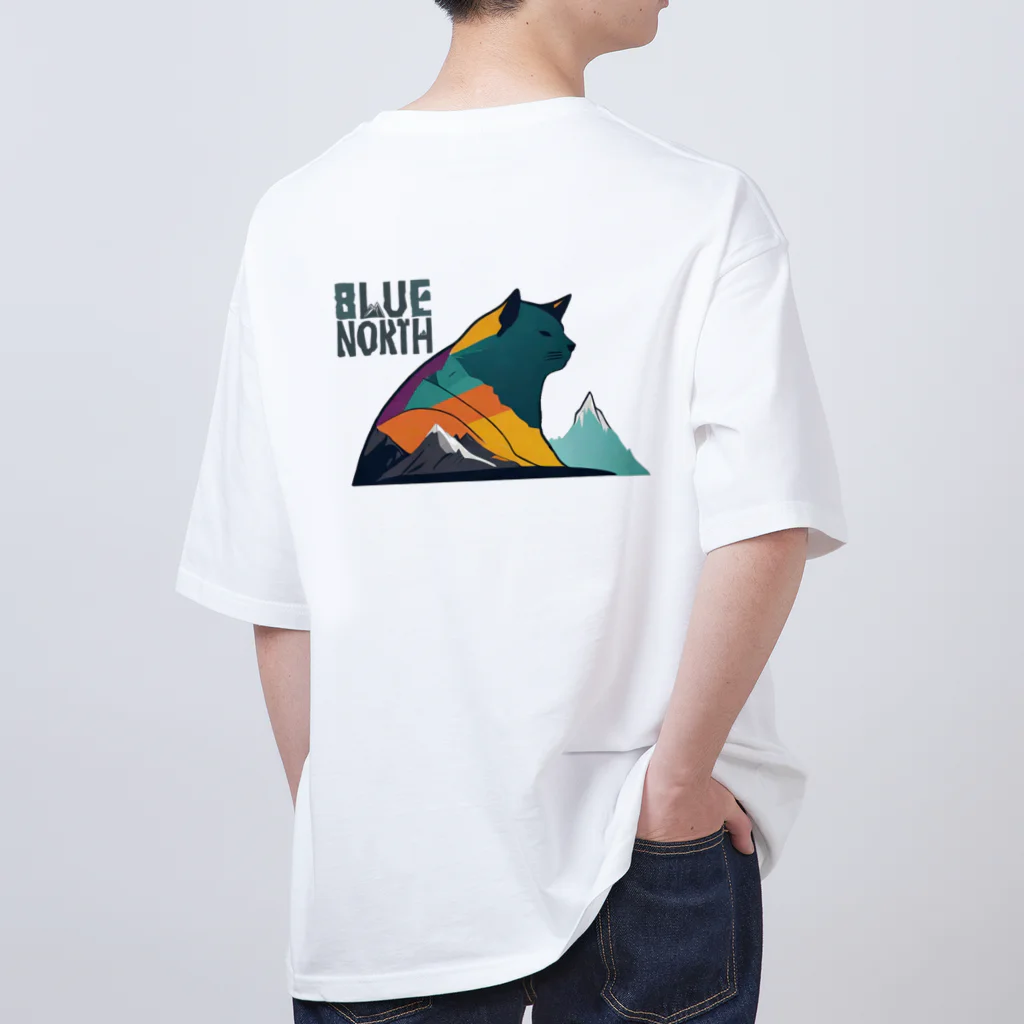 aokitaの【BLUE NORTH】ヤマネコデザイン「ぬーん」 Oversized T-Shirt