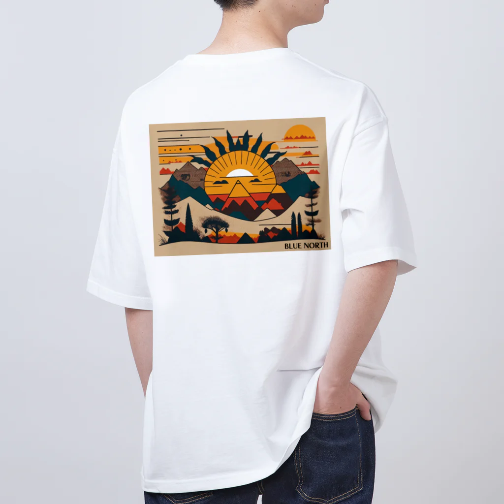 aokitaの【BLUE NORTH】ネイティブアメリカン風デザイン Oversized T-Shirt