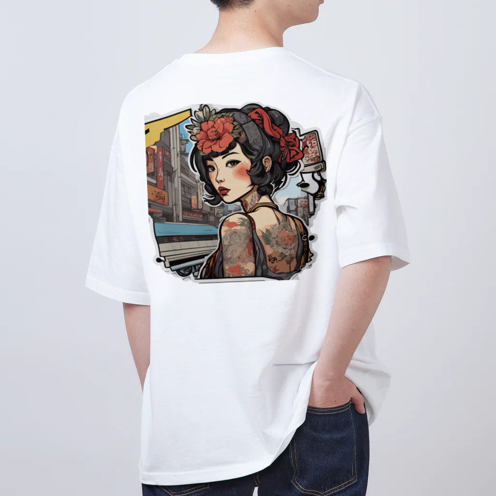 streetsnapの可愛いタトゥーだらけの女性、両面プリントTシャツ、期間限定 Oversized T-Shirt