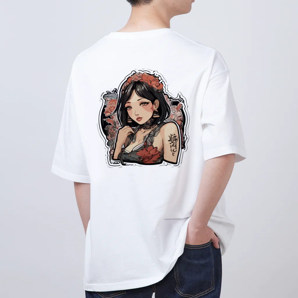 streetsnapの可愛いタトゥーだらけの女性、両面プリントTシャツ、期間限定 Oversized T-Shirt