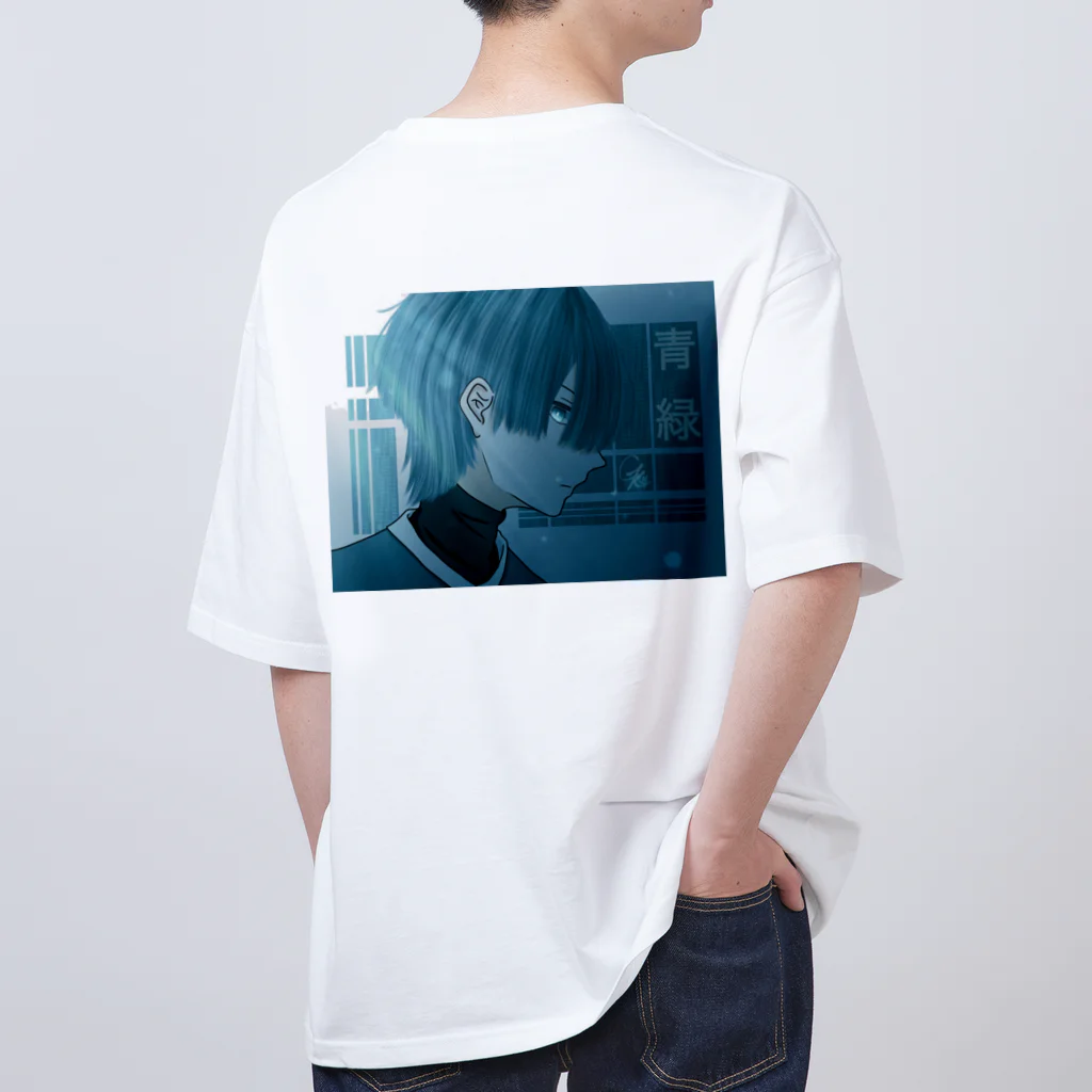 青いキャンバスの青緑 オーバーサイズTシャツ