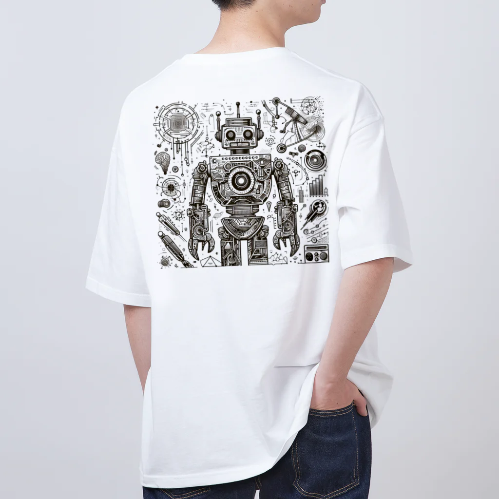 8ball.AI.artのロボット　基盤図 オーバーサイズTシャツ
