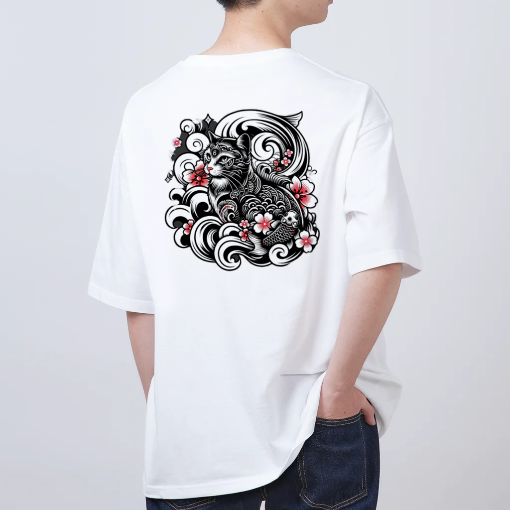 ねこの店のtatoo cat Oversized T-Shirt