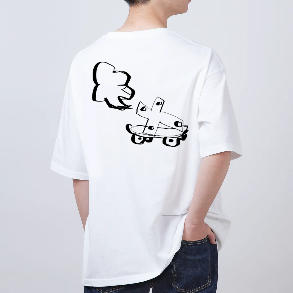 ヘリコプター・ペアレンツの十字架を乗せたスケートボード Oversized T-Shirt