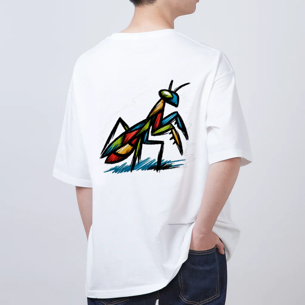 AREのカマキリくん【大人気の粗絵シリーズ】 オーバーサイズTシャツ